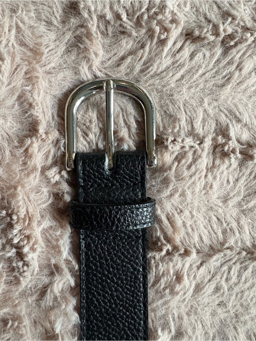 Classic Black Leather Women’s Belt with Silver Buckle